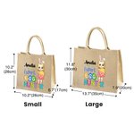 Personalisiertes Tote Bag Jute-Tasche Expert Egg Hunter Cartoon Charakter mit Namen Party Favor Ostereiersuche Geschenk für Jungen Mädchen