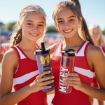Personalisierte Glitter-Schleife Cheerleader 590ml Tragbare Sport Wasserflasche mit Namen Text Cheerleading Geschenk für Cheerleader