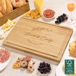 Personalised Monogram Initial Name Date  FSC Bamboo Engraved Charcuterie Chopping Board with Juice Groove Housewarming Wedding Gift for Couple Family