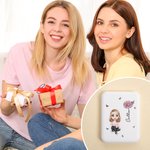 Miroir de Maquillage Lumière LED Personnalisé avec Personnage Fleur de Naissance Nom Double Face Cadeau Anniversaire Mariage pour Femme Fille