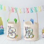 Personalisierte niedliche Osterhase Karotte Initial Korb mit Namen Ostern Party Geburtstag Geschenk für Jungen Mädchen