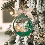 Personalised Baby First Christmas Snowball Design Wooden Ornament with Name Christmas Tree Decor Newborn Gift for Baby Boys Girls