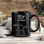 Spersonalizowany kubek ceramiczny Family Forever Linked Together Crossword Puzzle 11 oz z 2-8 imionami Prezent urodzinowy na parapetówkę dla mamy i babci