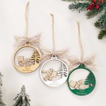 Personalised Baby First Christmas Snowball Design Wooden Ornament with Name Christmas Tree Decor Newborn Gift for Baby Boys Girls