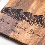 Personalized Engraved Flower Mountain Wood Charcuterie Cutting Board with Handle and Name Ship from USA Wedding Gift for Family