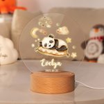 Spersonalizowana akrylowa lampka nocna LED Sleep Animal Panda Zebra z drewnianą podstawą i imieniem Dekoracja pokoju dziecięcego Prezent urodzinowy dla dzieci