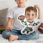 Almohada de Fútbol Personalizada con Cara Divertida y Foto en Forma Humana con Nombre Decoración del Hogar Regalo de Cumpleaños para Niños Niñas