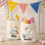 Personalisierte Aquarell Osterhase Ei Initial Korb mit Namen Ostern Party Geburtstag Geschenk für Jungen Mädchen