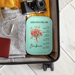 Personalisierte Bibel Vers Geburt Blume Blumenstrauß Reise-Schmuck-Box mit Namen und wechselnde Farbe LED Make-up Spiegel Geburtstag Hochzeit Geschenk für Frauen