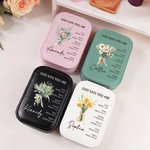 Personalisierte Bibel Vers Geburt Blume Blumenstrauß Reise-Schmuck-Box mit Namen und wechselnde Farbe LED Make-up Spiegel Geburtstag Hochzeit Geschenk für Frauen