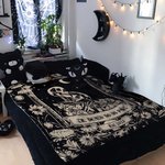 Personalised Moon Vintage Skull Floral Design Soft Throw Blanket with Name Gothic Style Home Decor Halloween Gift for Friend Family