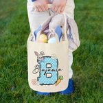 Personalisierte niedliche Osterhase Karotte Initial Korb mit Namen Ostern Party Geburtstag Geschenk für Jungen Mädchen