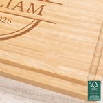 Personalized Initial Name FSC Bamboo Engraved Charcuterie Cutting Board with Juice Groove Wedding Housewarming Gift for Family