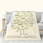 Couverture personnalisée en forme d'arbre généalogique avec 2 à 20 noms Cadeau d'anniversaire pour la famille