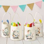 Personalisierte Aquarell Osterhase Ei Initial Korb mit Namen Ostern Party Geburtstag Geschenk für Jungen Mädchen