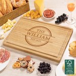 Personalized Initial Name FSC Bamboo Engraved Charcuterie Cutting Board with Juice Groove Wedding Housewarming Gift for Family