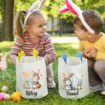 Personalisierte Aquarell Osterhase Ei Initial Korb mit Namen Ostern Party Geburtstag Geschenk für Jungen Mädchen