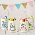 Personalisierte niedliche Osterhase Karotte Initial Korb mit Namen Ostern Party Geburtstag Geschenk für Jungen Mädchen
