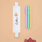 Personalisierte Geburt Blume elastische Leder Federtasche Halter Lesezeichen mit Namen Geburtstag Briefpapier liefert Geschenk für Bücherwurm Buchliebhaber