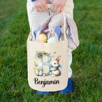Personalisierte Aquarell Osterhase Ei Initial Korb mit Namen Ostern Party Geburtstag Geschenk für Jungen Mädchen