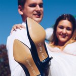 Personalized Groom Bridal Shoes Vinyl Decal Sticker with Name Date and Heart Multicolor Available Wedding Day Accessories for Couple