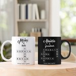 Spersonalizowany kubek ceramiczny Family Forever Linked Together Crossword Puzzle 11 oz z 2-8 imionami Prezent urodzinowy na parapetówkę dla mamy i babci