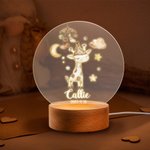 Spersonalizowana akrylowa lampka nocna LED Sleep Animal Panda Zebra z drewnianą podstawą i imieniem Dekoracja pokoju dziecięcego Prezent urodzinowy dla dzieci