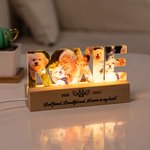 Personalisierte 3-7 Hund Katze Fotos Name LED-Nachtlicht mit hölzernen Basis Home Decor Memorial Sympathie Erinnerung Geschenk für Tierhalter