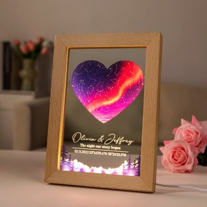 Personalised Constellation Star Map Acrylic LED Night Light with Date Text and Wooden Base Home Decor Valentine's Day Anniversary Gift for Couple