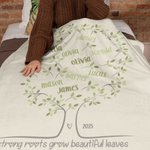 Couverture personnalisée en forme d'arbre généalogique avec 2 à 20 noms Cadeau d'anniversaire pour la famille
