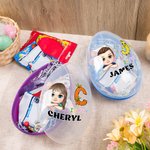 Oeuf de Pâques personnalisé garçon fille lapin poussin initiale à remplir avec le nom Oeuf de Pâques Jumbo à remplir pour le panier d'anniversaire Cadeau d'anniversaire pour enfants