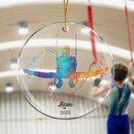 Personalized Watercolour Gymnastics Sports Silhouette Acrylic Christmas Ornament with Name Christmas Tree Decor Gift for Gymnasts