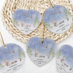Personalisierte erste Weihnachten niedlichen Hasen Keramik Ornament mit Namen doppelseitigen Druck Baumschmuck Urlaub Party Geschenk für Neugeborene