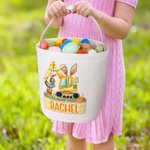 Personalisierte niedlichen Osterhasen Bagger Leinwand Osterkorb mit Namen Ostereier Jagd Party Favor Geschenk für Jungen Mädchen