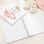 Henkilökohtainen Floral Peter Rabbit Spiral Ristiäiset Guest Book Clear PVC Linen Cover ja 80 tyhjää sivua Kaste Muisti lahja uusille vanhemmille