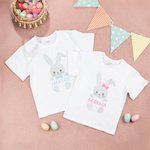 Personalised Easter Bunny 100% Cotton Kids T-shirt Baby Bodysuit with Name Easter Party Gift for Boys Girls