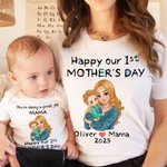Personlig söt krita stil 100% bomull Baby Onesies med namn första mors dag gåva för nyfödda