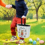 Personalisierte Vielzahl von niedlichen Kaninchen Karriere Gott sagte, ich bin wiederverwendbare Eimertasche mit Griff und Name Ostereierjagd Süßigkeiten Lagerung Geschenk für Kinder