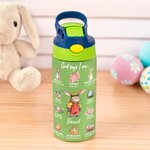 Personalisierte Multicolor Cute Rabbit Karriere 12oz isolierte Kinder Wasserflasche mit Griff und Stroh Geburtstag Ostern Geschenk für Jungen Mädchen