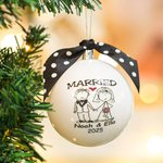 Personalizada Sr. y la Sra. ornamento de la boda Juego de 3 bolas colgantes de Navidad Fiesta de Navidad Árbol de Navidad Decoración Recién casados Pareja Aniversario Regalo