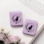 Personalisierte Katze Mond Geburt Blume magnetische Leder Lesezeichen Clip mit Namen Lesen Schreibwaren Zubehör Geburtstag Geschenk für Bücherwürmer Buchliebhaber