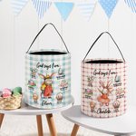 Personalisierte Vielzahl von niedlichen Kaninchen Karriere Gott sagte, ich bin wiederverwendbare Eimertasche mit Griff und Name Ostereierjagd Süßigkeiten Lagerung Geschenk für Kinder