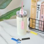 Personalisierte Multicolor 3D gedruckt Becher Strohhalm Namensschild Anhänger mit Text und Strohhalm Becher Accessoire Geburtstag Geschenk für Familie Freund