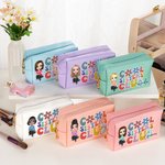 Personalisierte Cool Sisters Club Cartoon Charakter Leder Kosmetiktasche mit Namen Portable Travel Essentials Geburtstag Brautjungfer Geschenk für Frauen Mädchen
