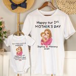 Personlig söt krita stil 100% bomull Baby Onesies med namn första mors dag gåva för nyfödda