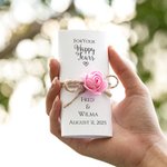 Personalizzato Per le tue lacrime felici Set di 4 pacchetti di fazzoletti di carta rosa per matrimoni con nome e data della coppia Regalo di nozze per gli invitati