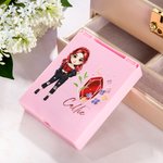 Personalisierte Mode Cartoon Mädchen Birthstone Name 5 Pcs Make-up Pinsel Set mit Travel Storage Box Geburtstag Brautjungfer Geschenk für Frauen Mädchen