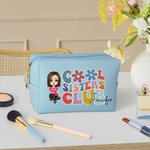 Personalisierte Cool Sisters Club Cartoon Charakter Leder Kosmetiktasche mit Namen Portable Travel Essentials Geburtstag Brautjungfer Geschenk für Frauen Mädchen