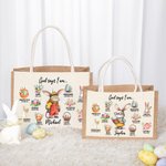 Personalised God Said I Am Cute Dream Job Bunny Bible Jute Tote Bag with Name and Canvas Pocket Easter Birthday Christian Gift for Kids