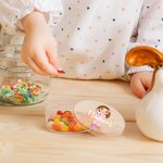 Personalizado lindo conejito de la muchacha de la historieta transparente redondo caramelo tratar caja con nombre cesta de vacaciones rellenos Pascua fiesta regalos para niños